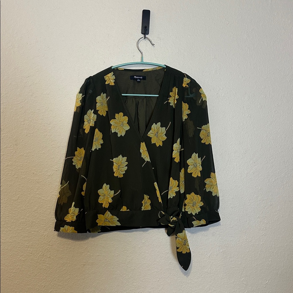 Madewell Effie Floral Woven Wrap Top Size Small - Picture 3 of 7